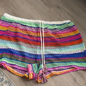 No Boundaries Multicolor Crochet  swim cover up Shorts